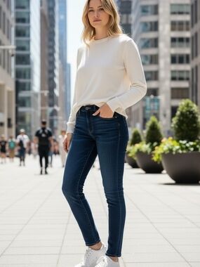 Lucky Brand Navy High-Rise Skinny Jeans - Women